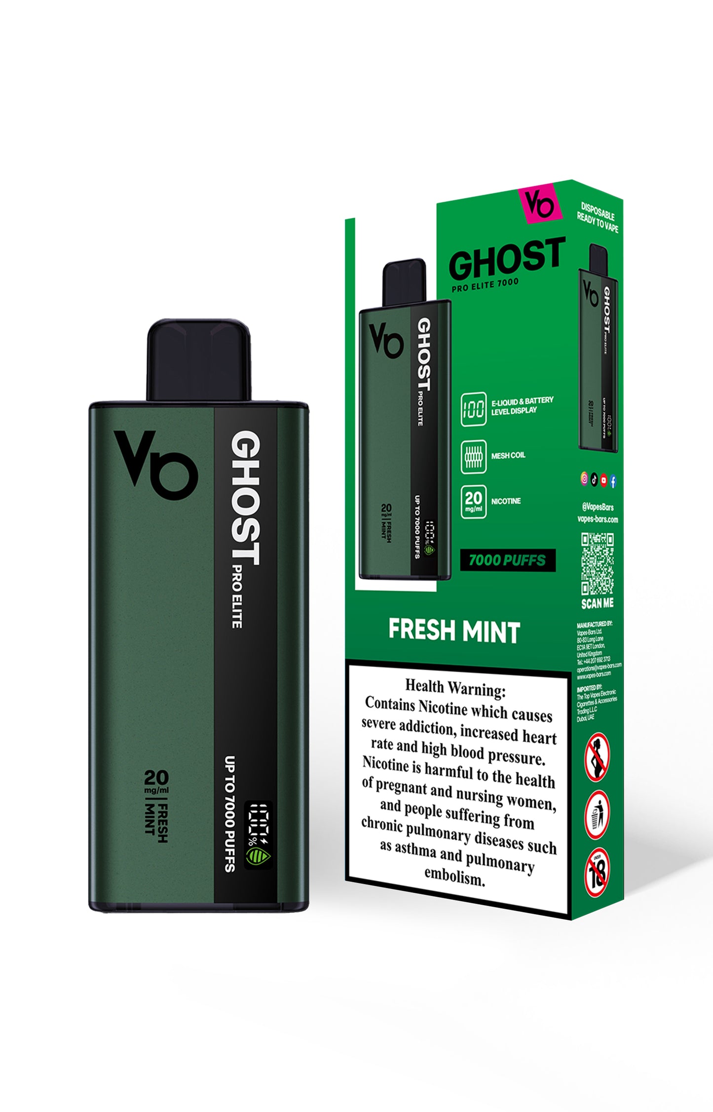 Vapes Bars Ghost Pro Elite 7000 Puffs Disposable Vape 20mg