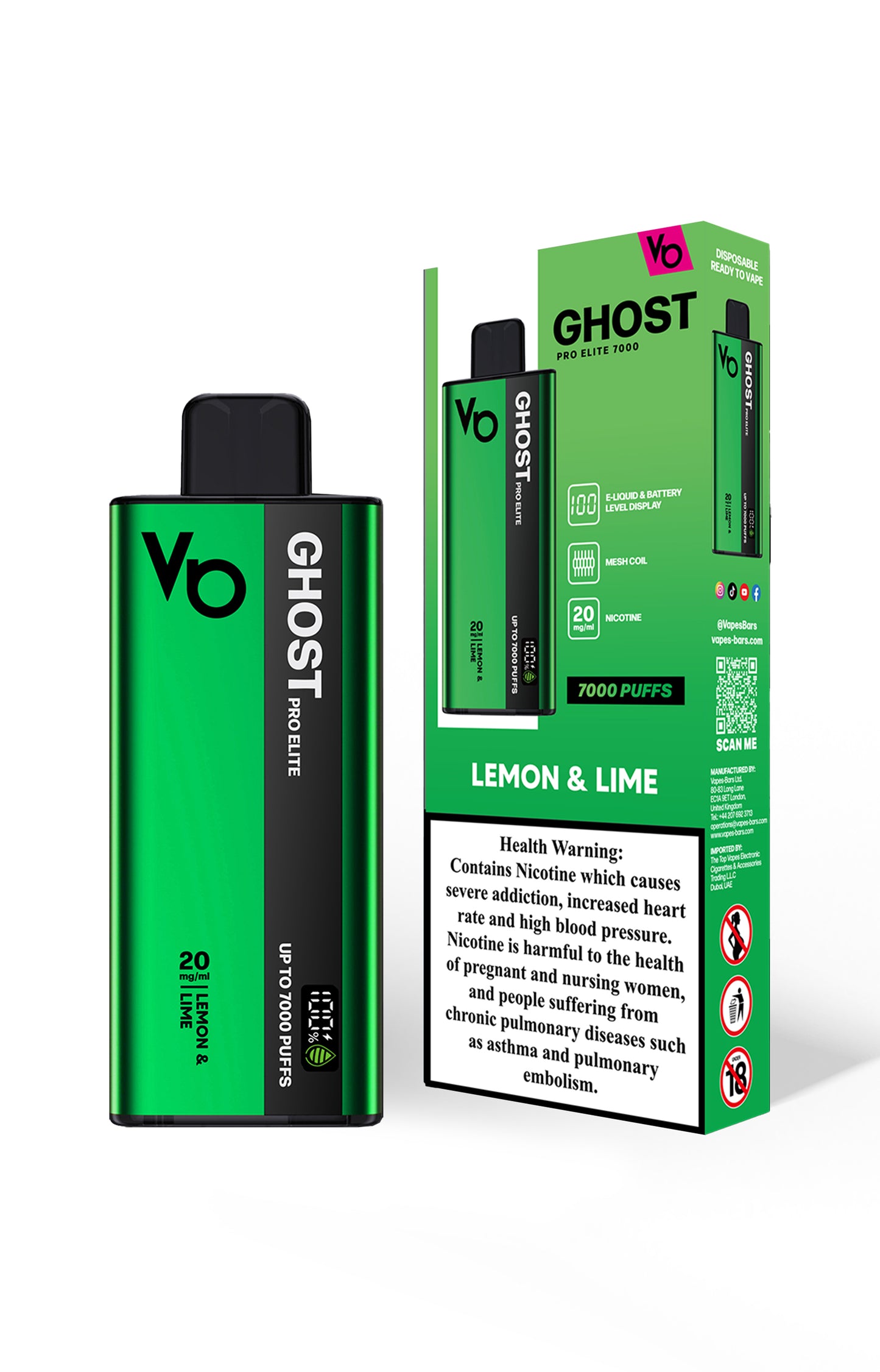 Vapes Bars Ghost Pro Elite 7000 Puffs Disposable Vape 20mg