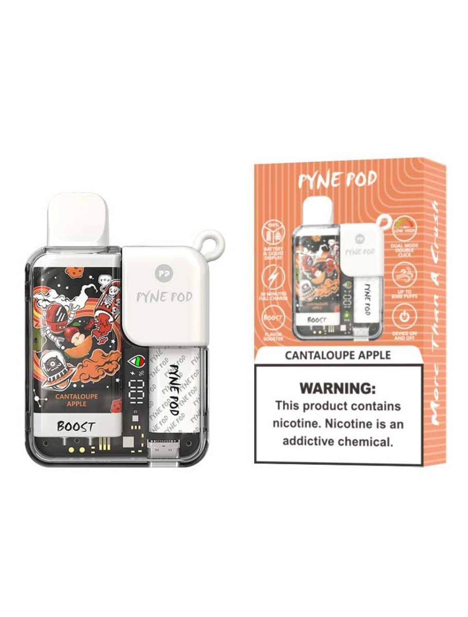 Pyne Pod Boost 8500 Puffs Disposable Vape Pod Box of 5 - Wolfvapes.co.uk-Cantaloupe Apple