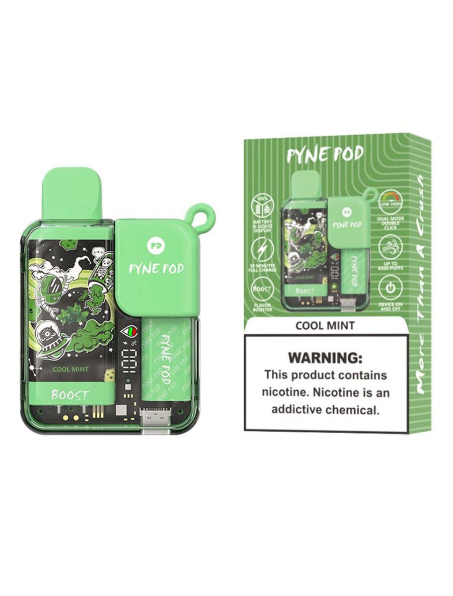 Pyne Pod Boost 8500 Puffs Disposable Vape Pod Box of 5 - Wolfvapes.co.uk-Cool Mint