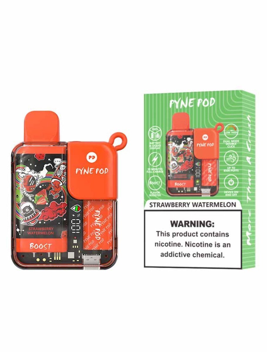 Pyne Pod Boost 8500 Puffs Disposable Vape Pod Box of 5 - Wolfvapes.co.uk-Strawberry Watermelon